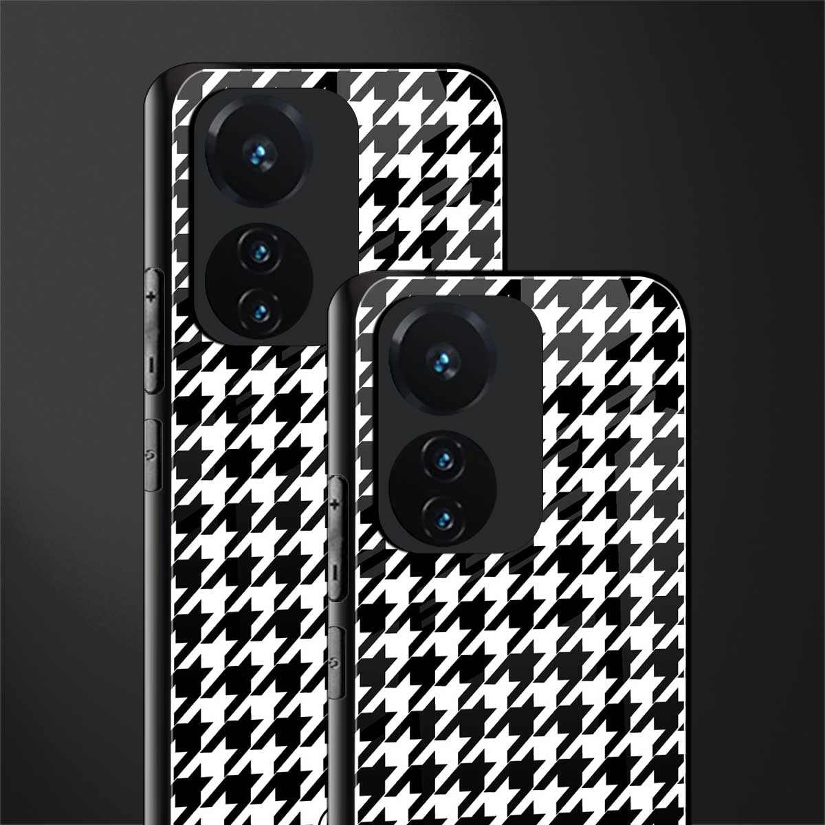 houndstooth classic back phone cover | glass case for vivo t1 44w 4g