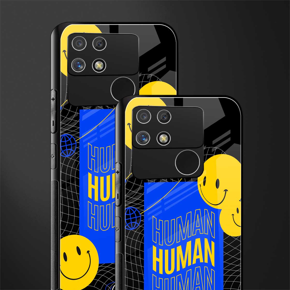 human being back phone cover | glass case for realme narzo 50a