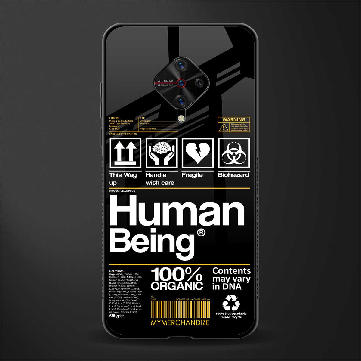 human being label phone cover for vivo s1 pro