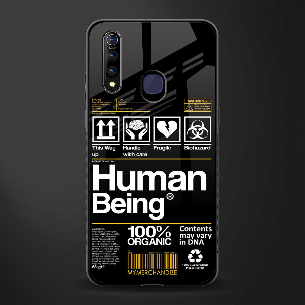 human being label phone cover for vivo z1 pro