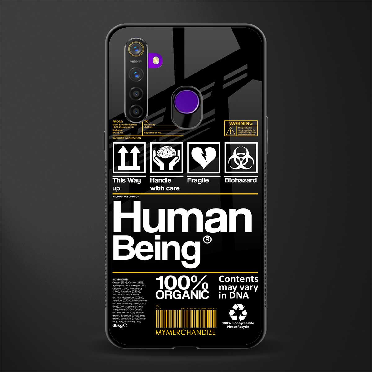 human being label phone cover for realme 5s