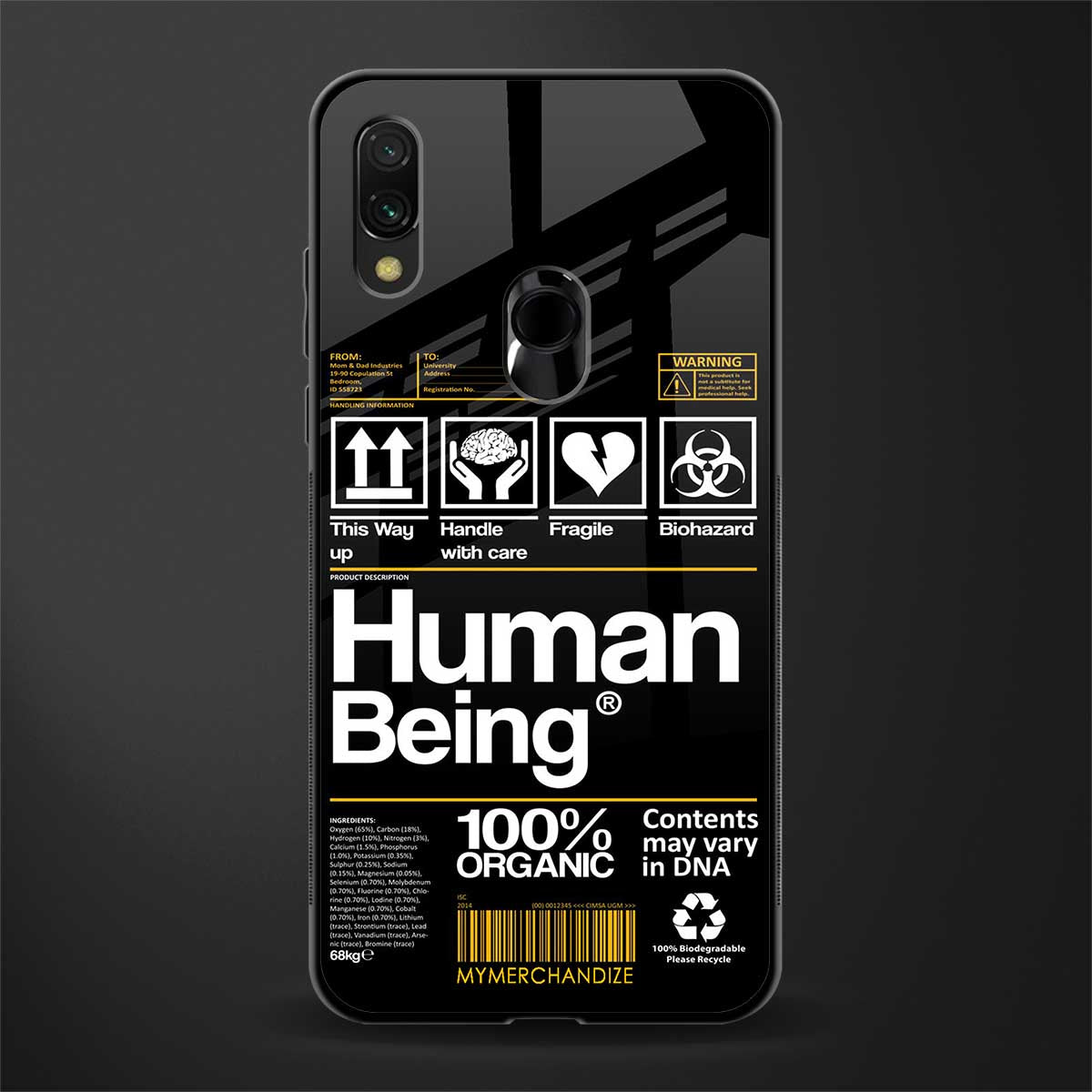 human being label phone cover for redmi note 7