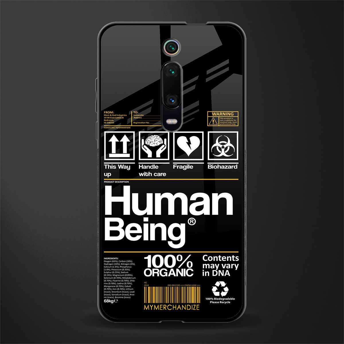 human being label phone cover for redmi k20 pro