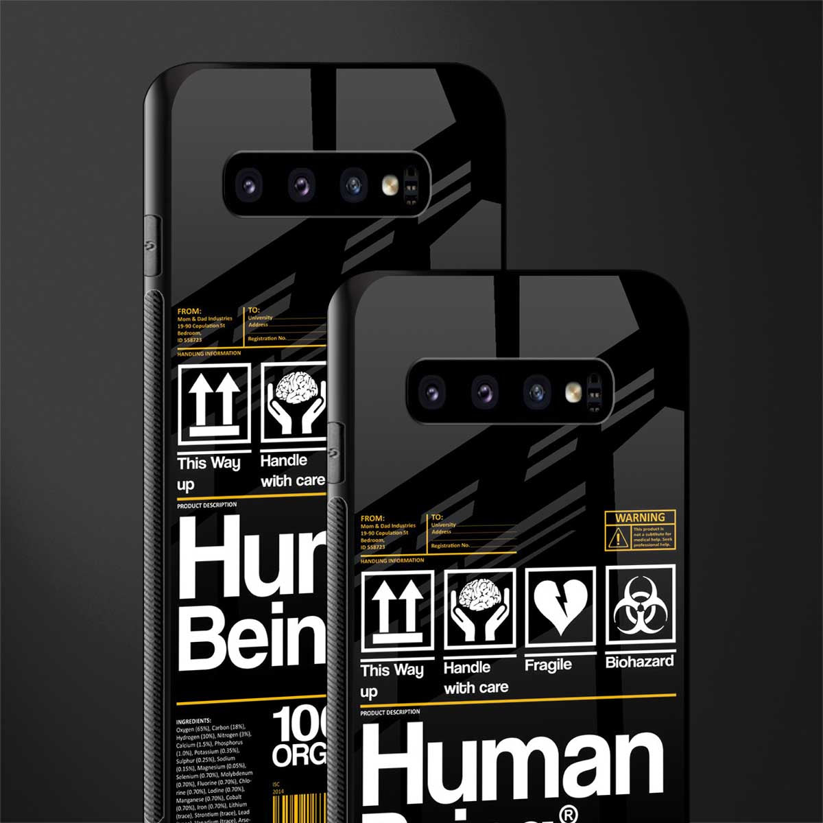 human being label phone cover for samsung galaxy s10
