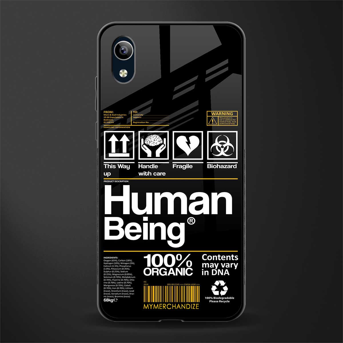 human being label phone cover for vivo y91i