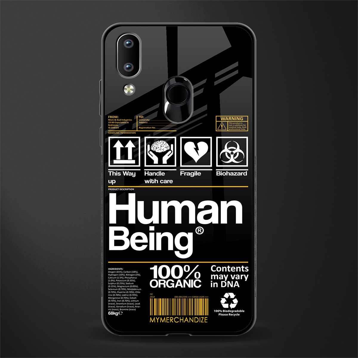 human being label phone cover for vivo y91