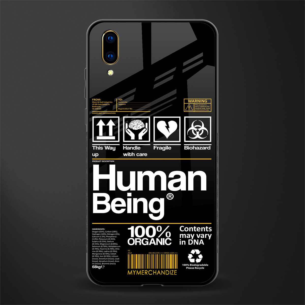 human being label phone cover for vivo v11 pro