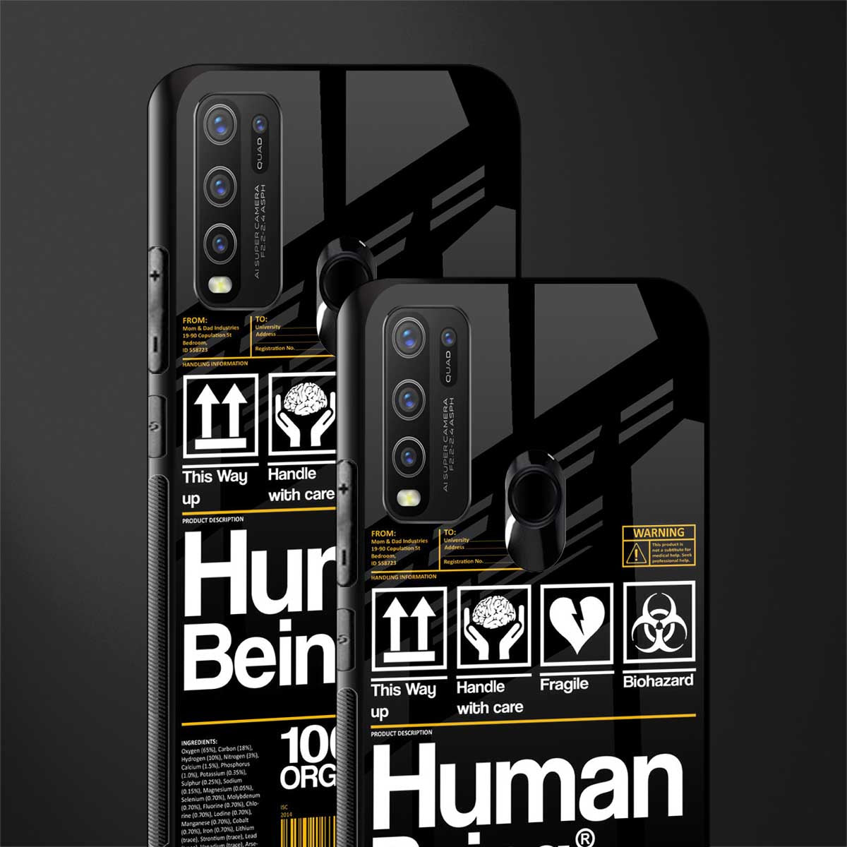 human being label phone cover for vivo y50