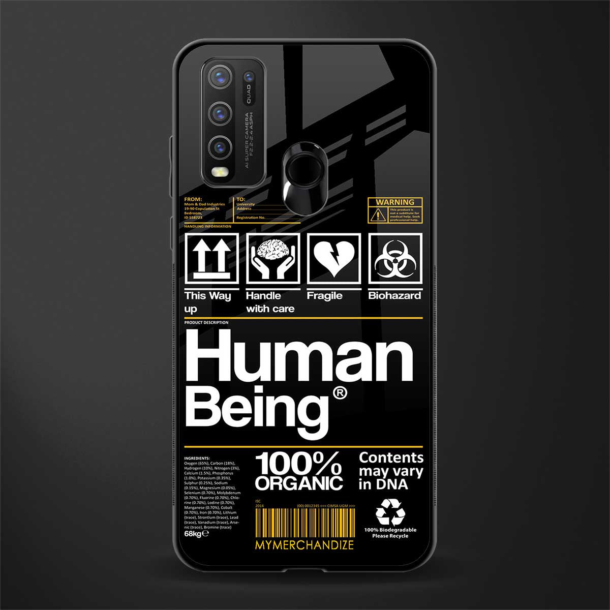 human being label phone cover for vivo y50
