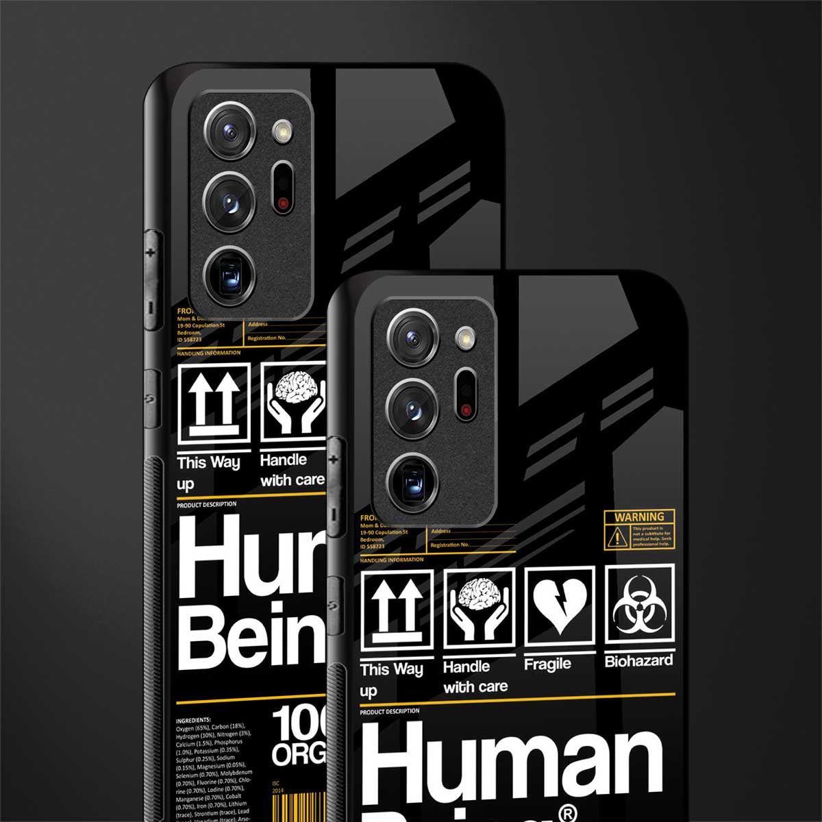 human being label phone cover for samsung galaxy note 20 ultra 5g