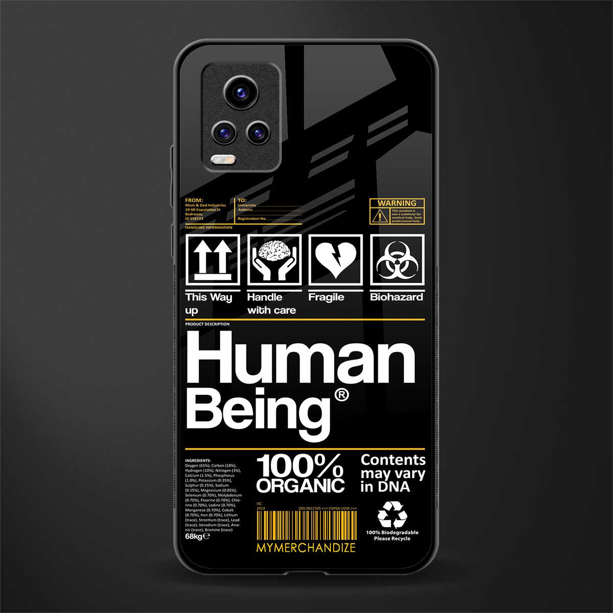 human being label phone cover for vivo v20