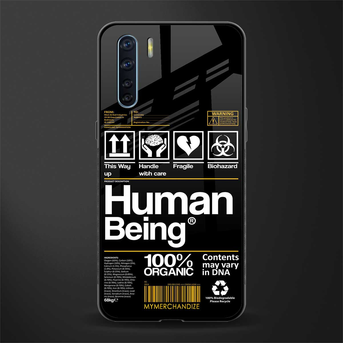human being label phone cover for oppo f15
