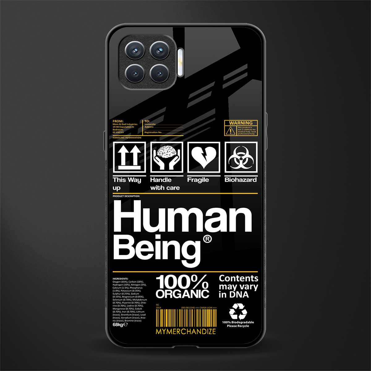 human being label phone cover for oppo f17 pro