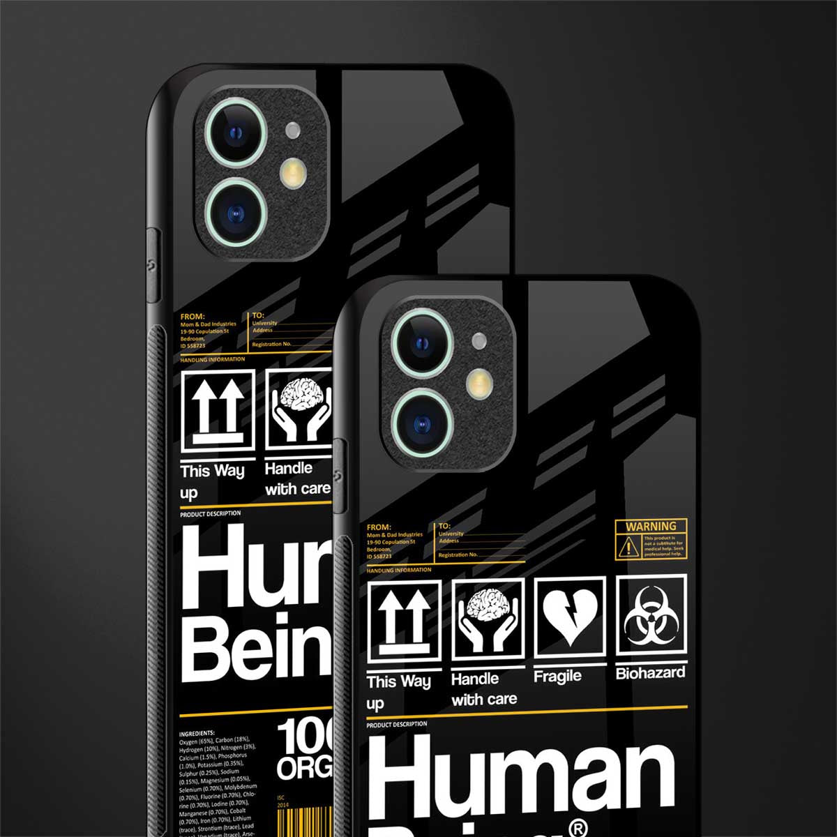 human being label phone cover for iphone 11