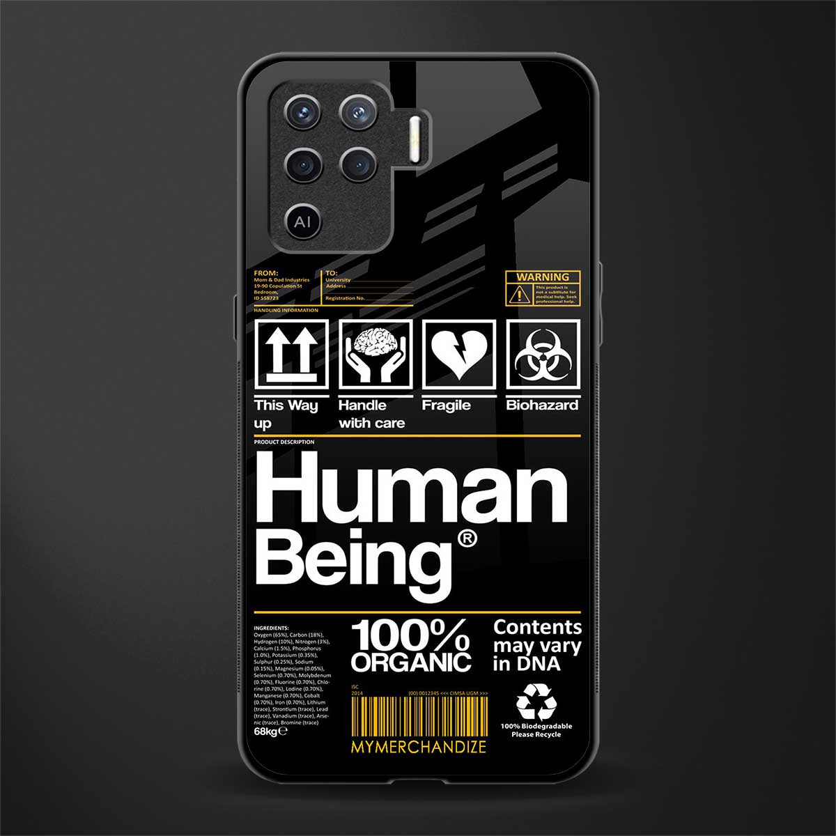 human being label phone cover for oppo f19 pro