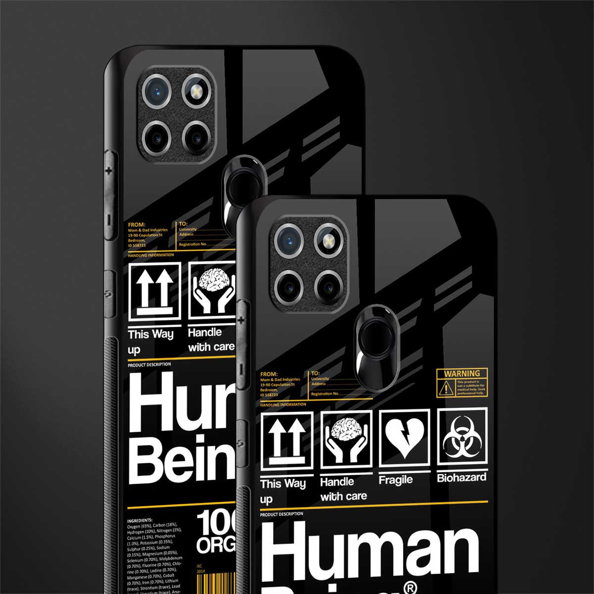 human being label phone cover for realme c25y