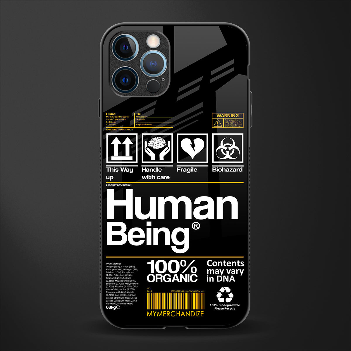 human being label phone cover for iphone 12 pro max