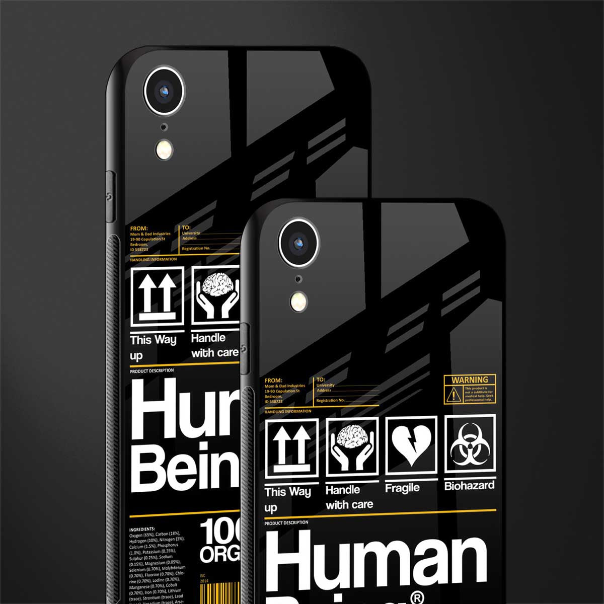 human being label phone cover for iphone xr