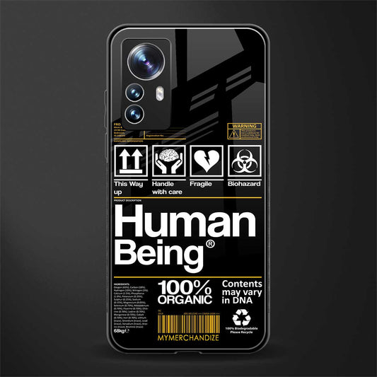 human being label back phone cover | glass case for xiaomi 12 pro