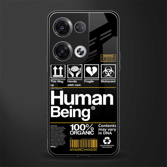 human being label back phone cover | glass case for oppo reno 8