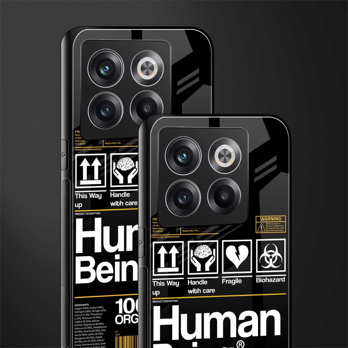 human being label back phone cover | glass case for oneplus 10t