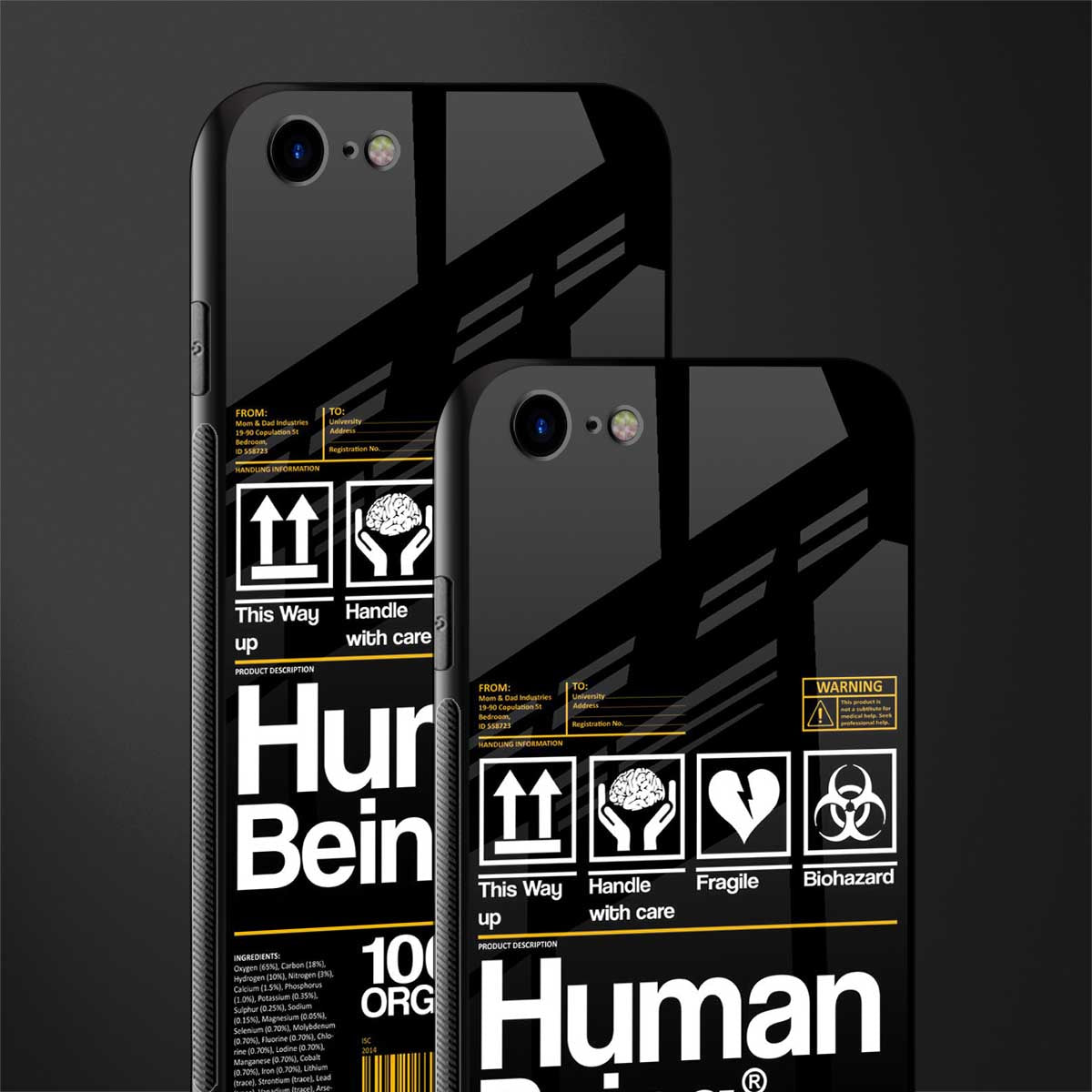 human being label phone cover for iphone 8
