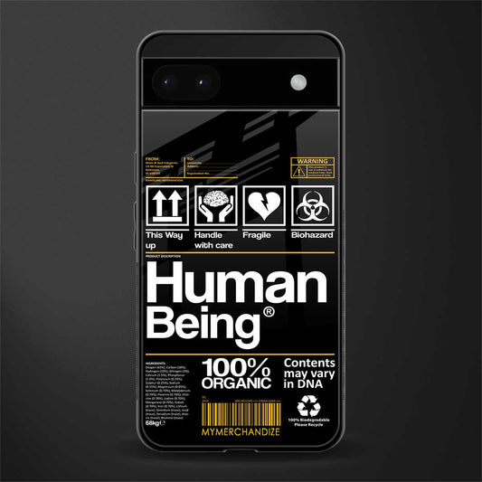 human being label back phone cover | glass case for google pixel 6a