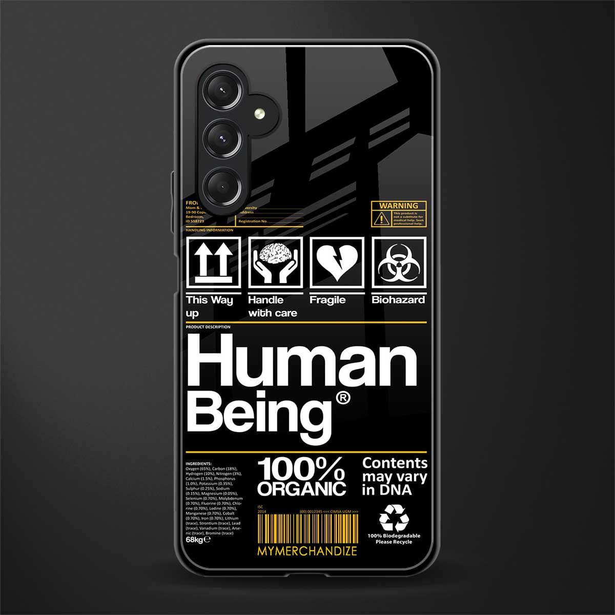 human being label back phone cover | glass case for samsun galaxy a24 4g