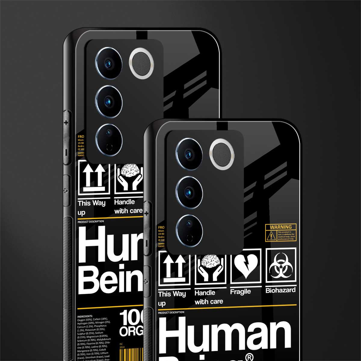 human being label back phone cover | glass case for vivo v27 pro 5g