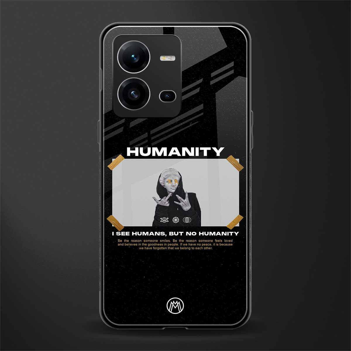 humans but no humanity back phone cover | glass case for vivo v25-5g