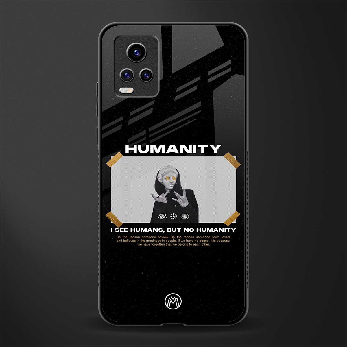 humans but no humanity back phone cover | glass case for vivo v21e 4g