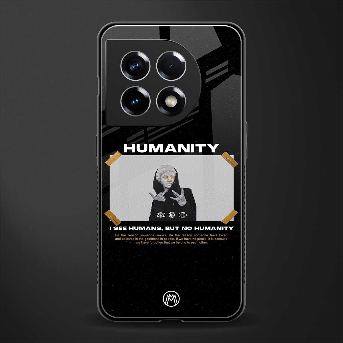 humans but no humanity back phone cover | glass case for oneplus 11