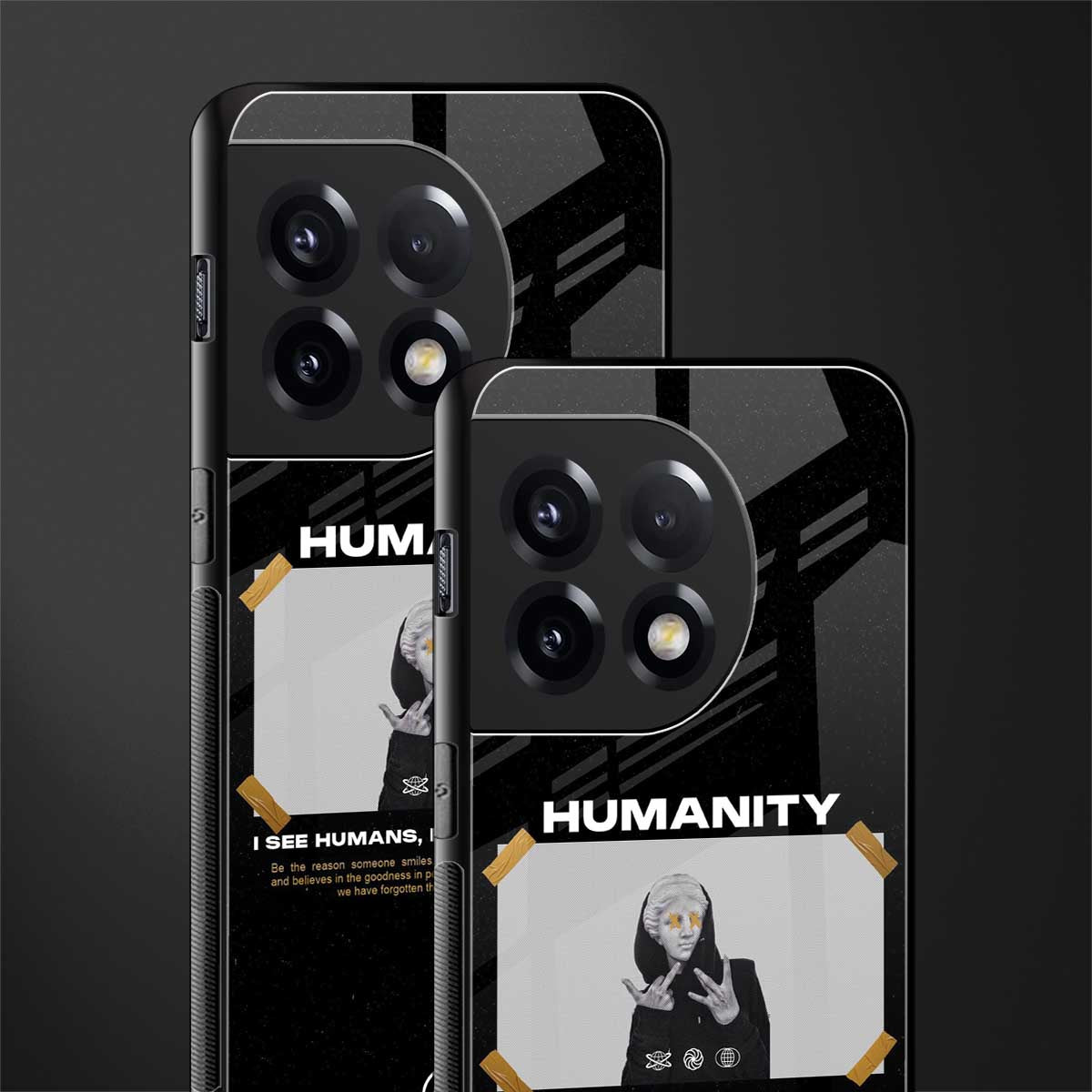 humans but no humanity back phone cover | glass case for oneplus 11r