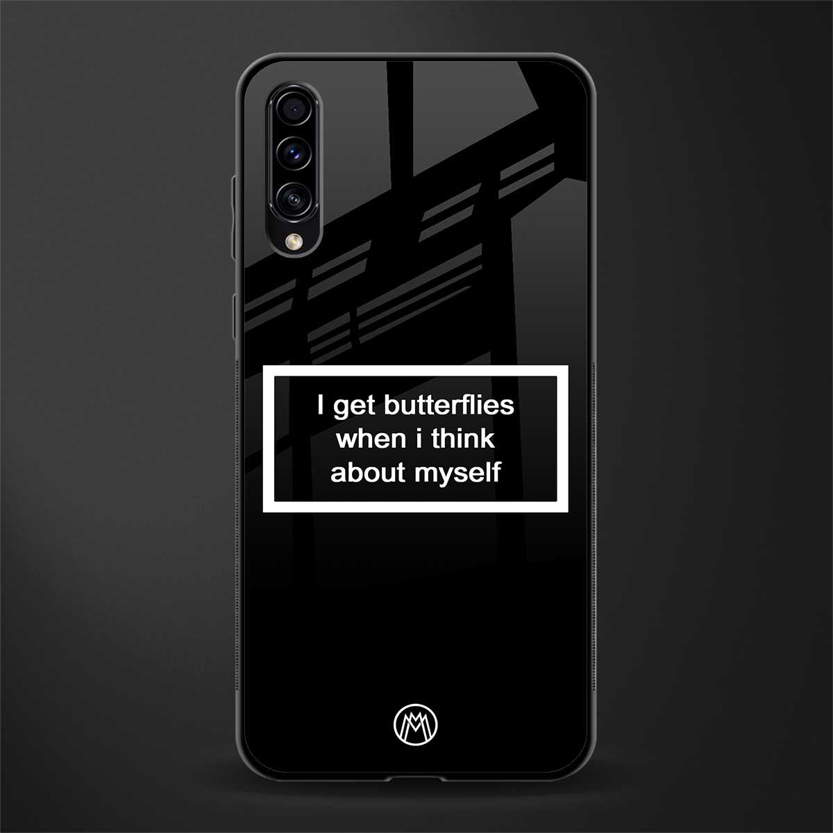 i get butterflies black edition glass case for samsung galaxy a70 image