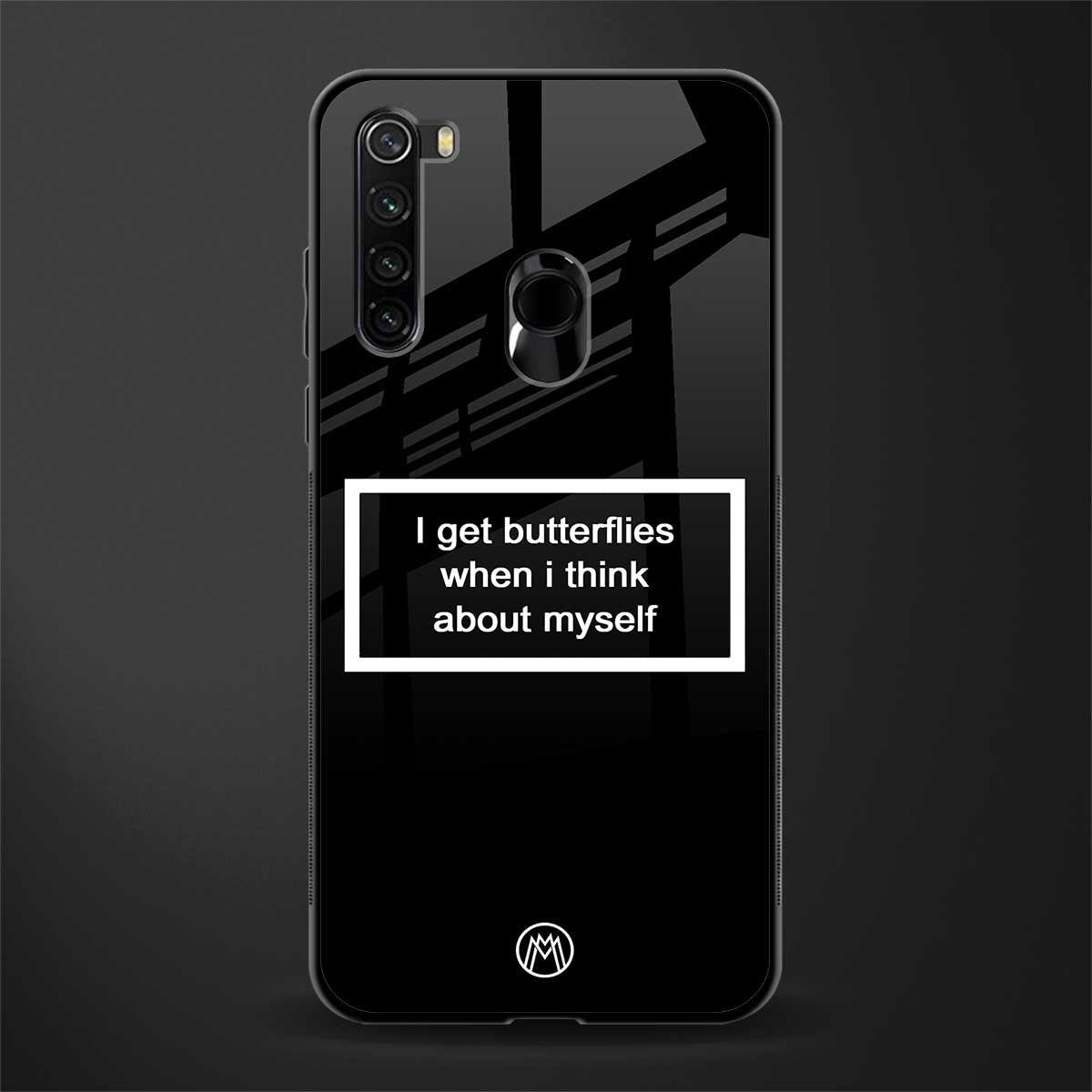 i get butterflies black edition glass case for redmi note 8 image