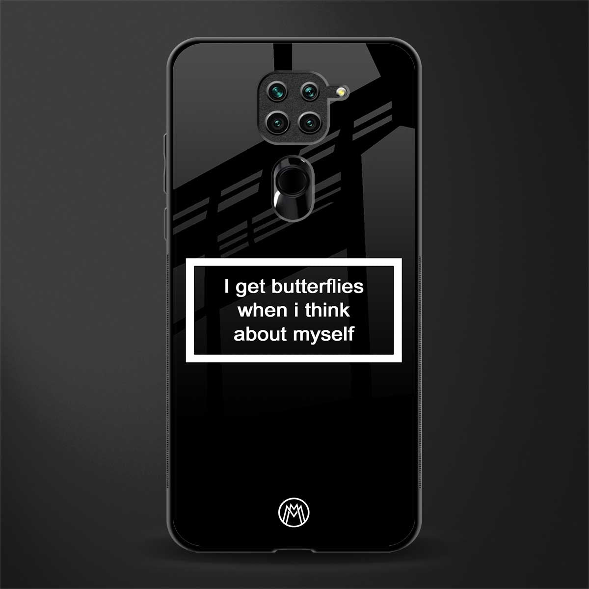 i get butterflies black edition glass case for redmi note 9 image