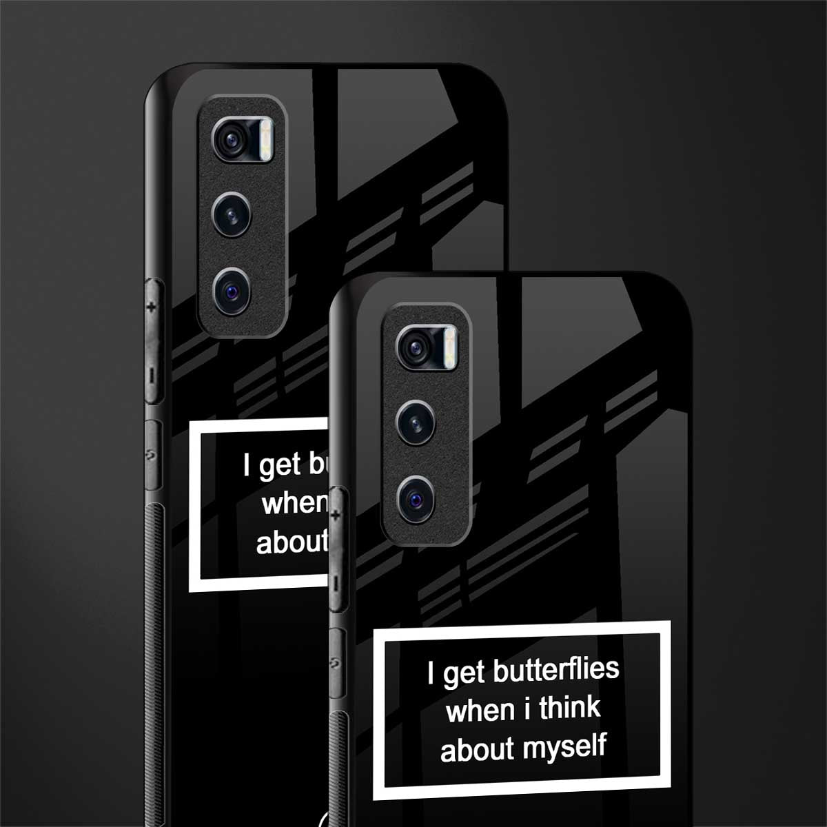i get butterflies black edition glass case for vivo v20 se image-2