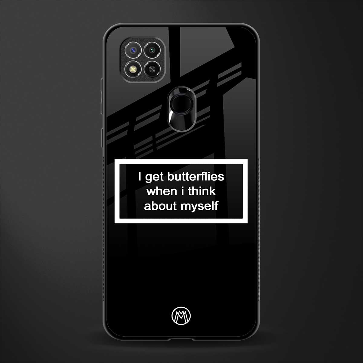i get butterflies black edition glass case for redmi 9 image