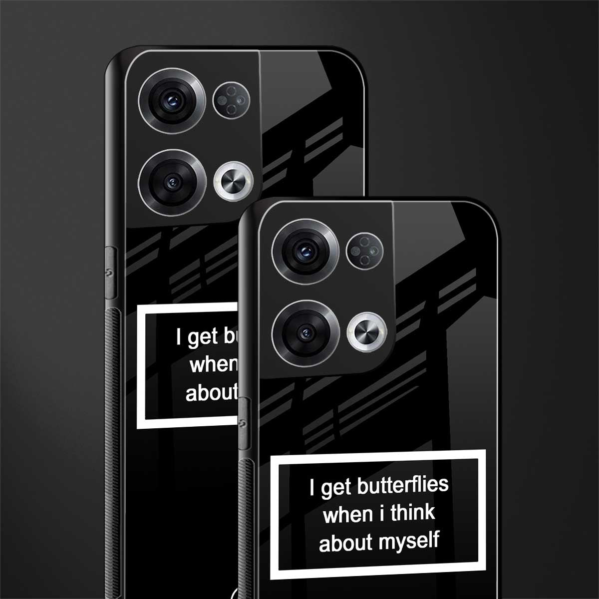 i get butterflies black edition back phone cover | glass case for oppo reno 8 pro
