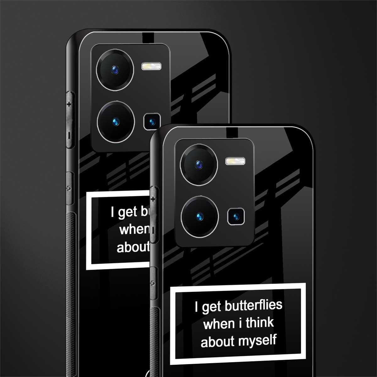 i get butterflies black edition back phone cover | glass case for vivo y35 4g