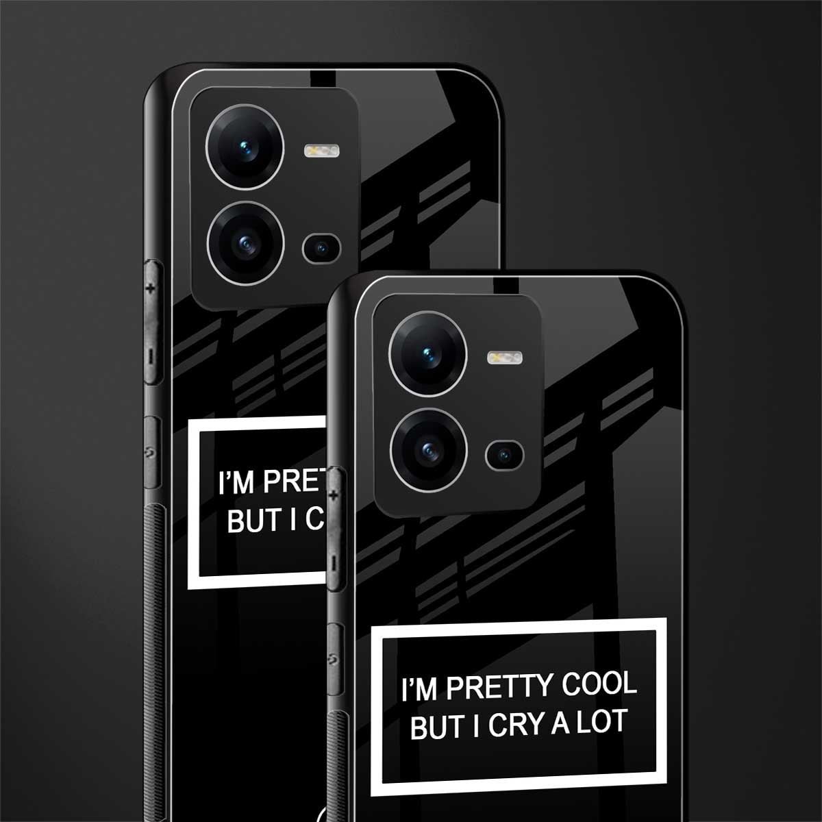 i'm pretty cool black edition back phone cover | glass case for vivo v25-5g