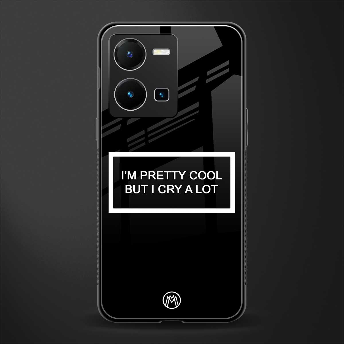 i'm pretty cool black edition back phone cover | glass case for vivo y35 4g