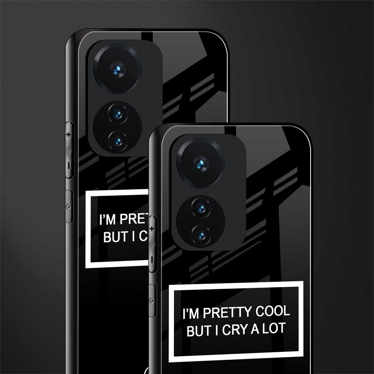 i'm pretty cool black edition back phone cover | glass case for vivo t1 44w 4g