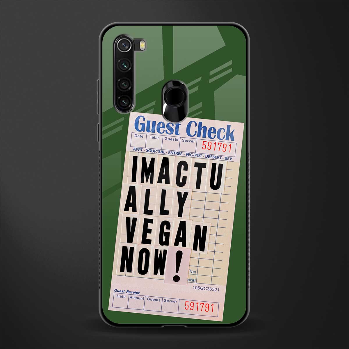 i'm vegan glass case for redmi note 8 image