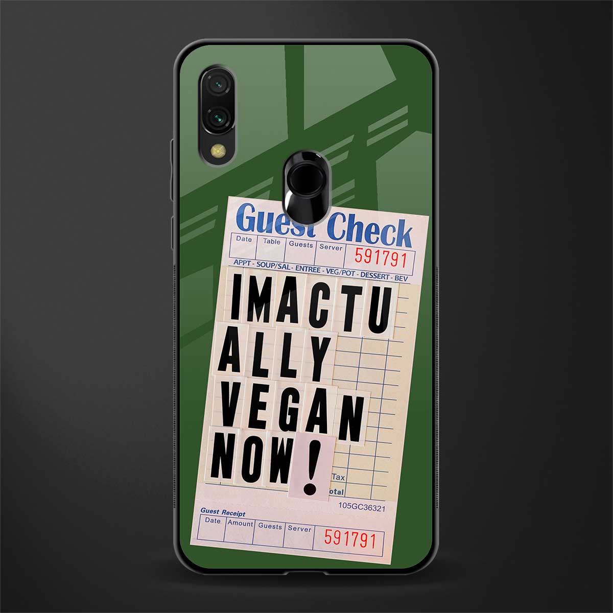 i'm vegan glass case for redmi 7redmi y3 image