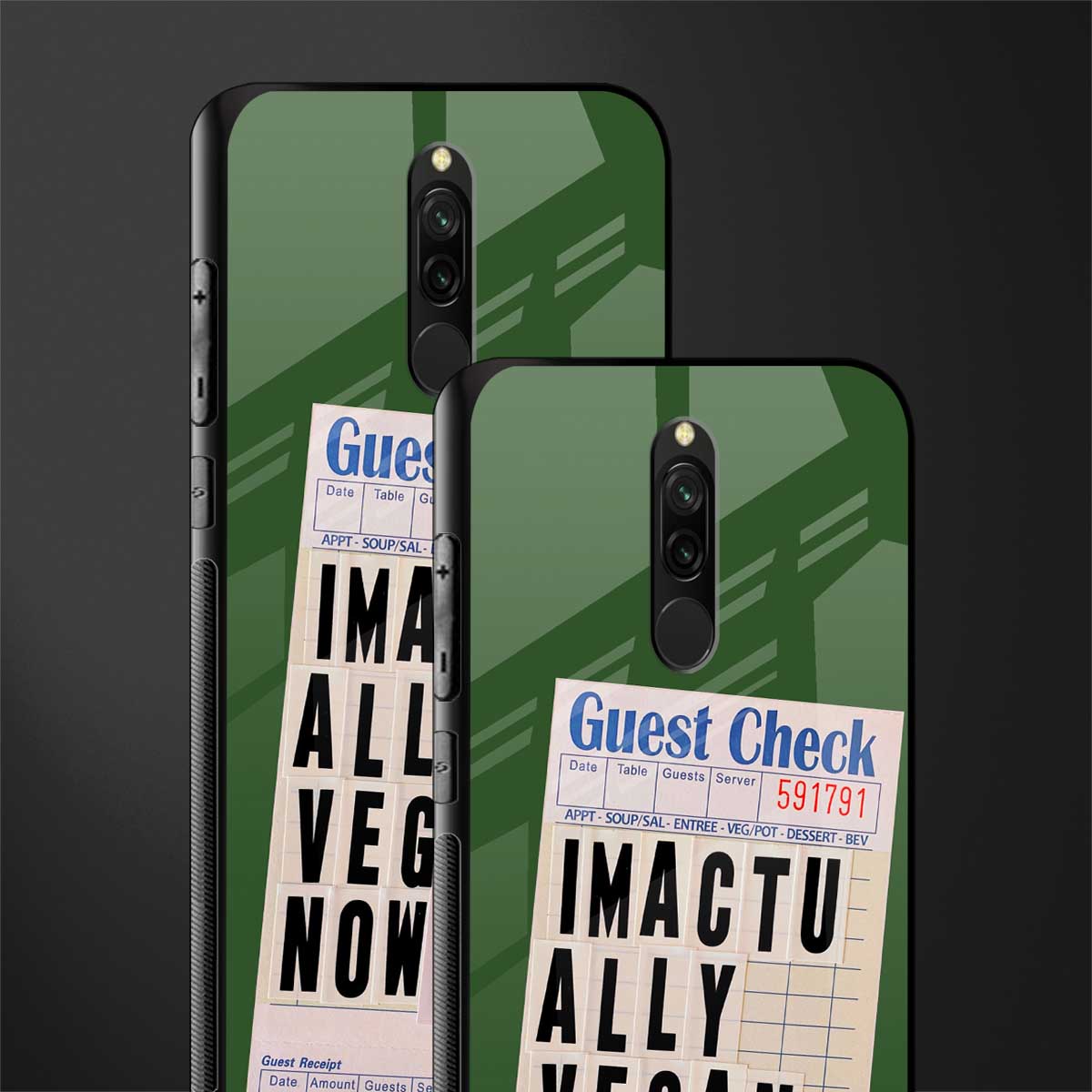i'm vegan glass case for redmi 8 image-2