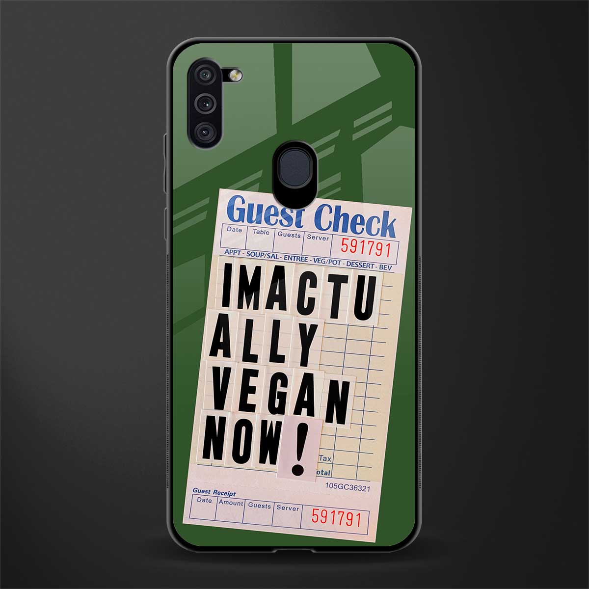 i'm vegan glass case for samsung galaxy m11 image
