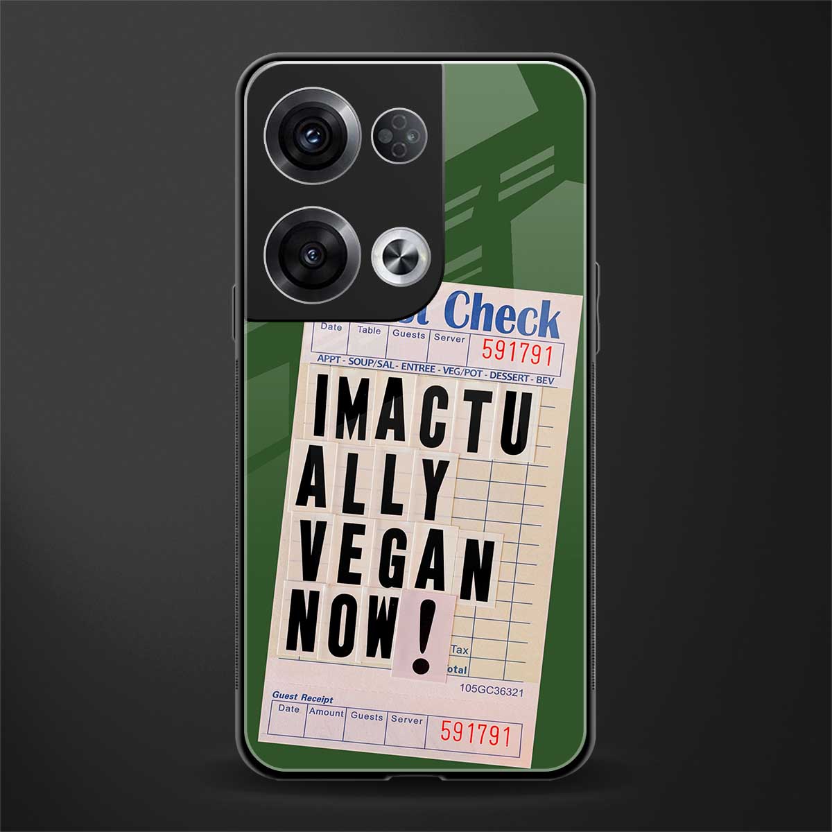 i'm vegan back phone cover | glass case for oppo reno 8
