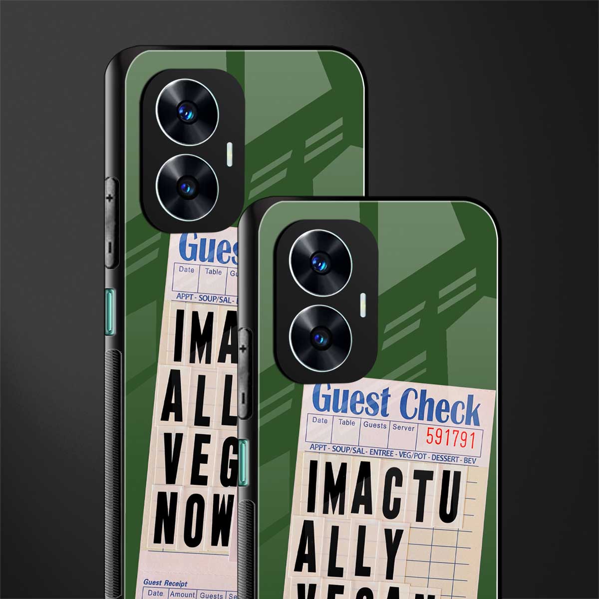 i'm vegan back phone cover | glass case for realme c55