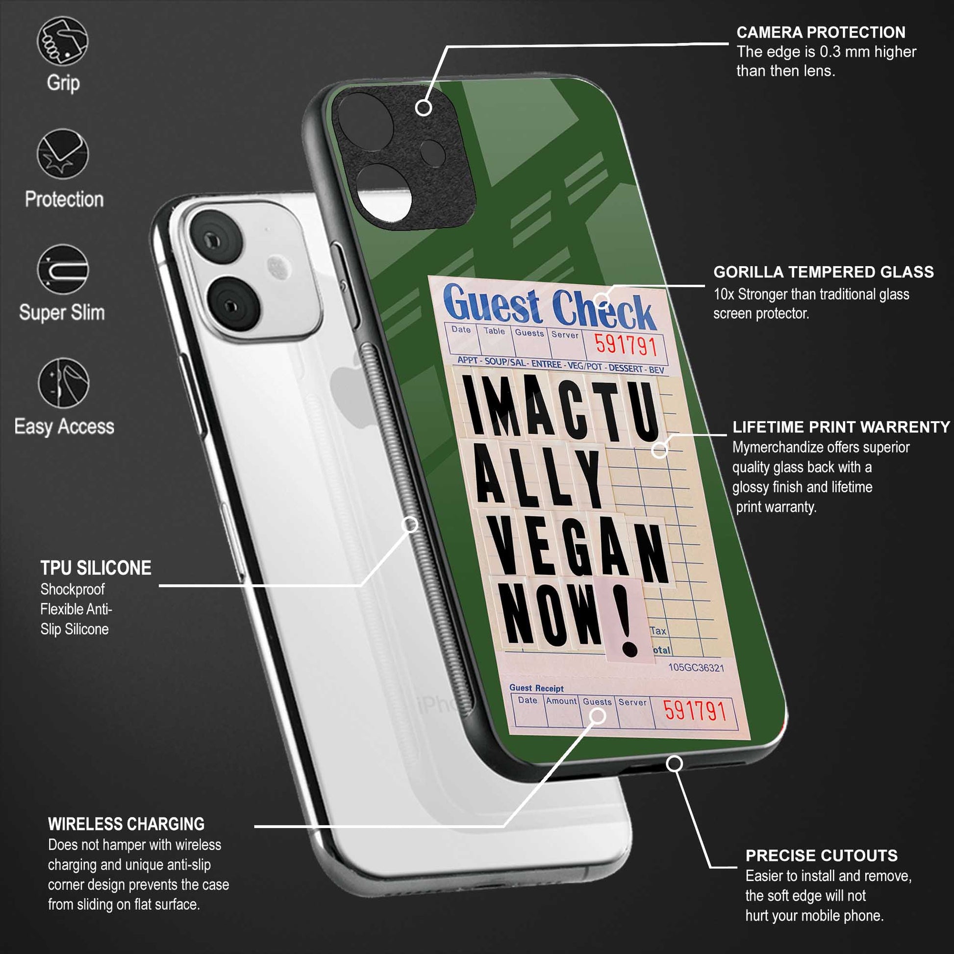 i'm vegan back phone cover | glass case for vivo v25-5g